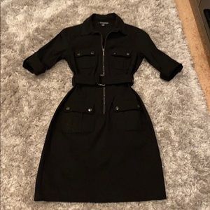 Black belted sharagano shirt dress